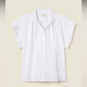 Trovata White Button-Up Blouse with Ruffle Sleeves